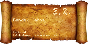 Bendek Kabos névjegykártya